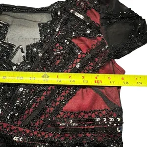 Womens Whimsigoth Dark Fairy Sequin Mesh Dress Size L Black Red Y2K 20s HOCO thumbnail 7