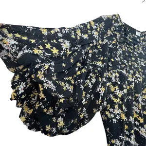 Free People Intimately‎ Bodysuit Floral Puff Sleeve Black Boho Top Womens S thumbnail 8