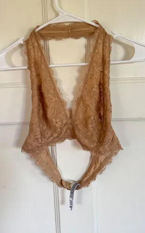 Intimately Free People nude lace halter bralette size large thumbnail 1