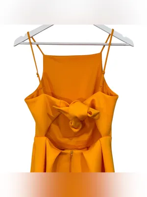 ASOS NWT Orange Fit & Flare Pleated Midi Dress Size 2 Women's thumbnail 6