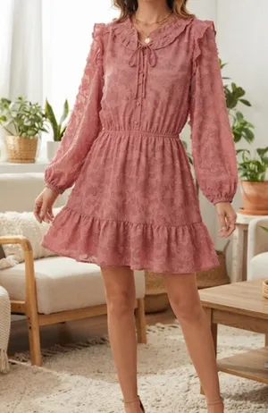 NWT Lauren Conrad Pink Textured Floral Dress Size XL thumbnail 1