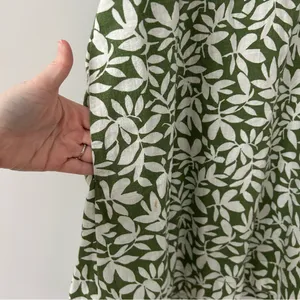 Abercrombie & Fitch Green White Linen Leaf Print Convertible Mini Dress L thumbnail 4