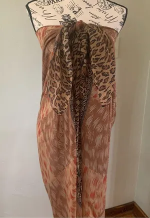 Large leopard printed scarf/wrap Brown thumbnail 3