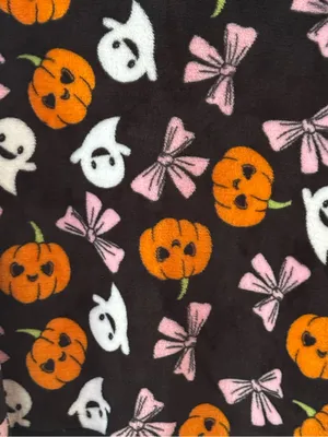 Halloween nwt size XL Pumpkin Ghost Bow Print Black Top thumbnail 2