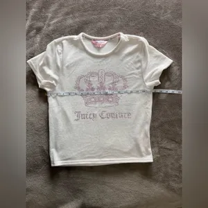 JUICY COUTURE Sparkle Gem Short Sleeve Ribbed Y2K Baby Tee Women’s Sz L EUC thumbnail 7