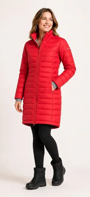 Columbia Women’s S Red Omni-Heat Long Puffer Coat Full Zip thumbnail 1