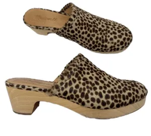 Madewell Womens The Ruby Clog in Dotted Calf Hair 7.5 Wooden Soles Slip On MA526 thumbnail 1