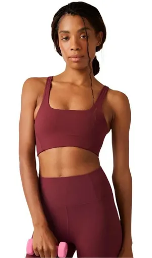 Free People Movement Never Better Square Neck Bra Burgundy Wine L Large‎ thumbnail 1