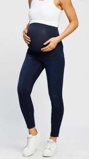 Spanx Mama Ankle Jean-ish High Rise Denim Leggings Blue Maternity Pregnancy XS thumbnail 11