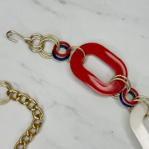 Vintage Red White Blue Plastic Chain Belt Medium/Large (M/L) ✨ thumbnail 5