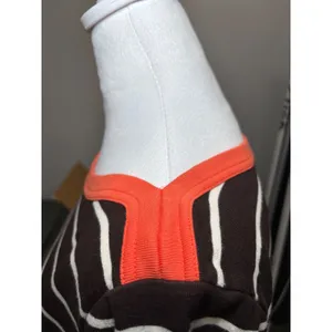 LAUREN Ralph Lauren Striped 100% Cotton Dress Large Brown White Orange‎ Trim thumbnail 5