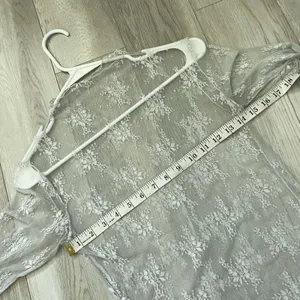 Sheer Mesh Top floral mockneck sheer lace womens Gray (medium) boho whimsigoth thumbnail 6