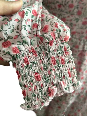 Pink Floral Long-Sleeve V-Neck Ruffled Mini Dress thumbnail 3