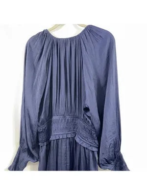Pinch Navy Blue Smocked Waist Maxi Dress L thumbnail 8