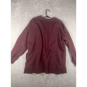 Aerie Women Sweatshirt L Burgundy Oversized Crewneck Fleece Pullover Cozy Loung thumbnail 9