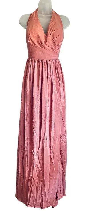 AZAZIE Blush Pink Maxi Dress Criss Cross Open Back Tie Waist thumbnail 1