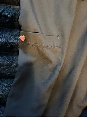 Betsey Johnson Black Drawstring Cargo Scrub Pants with Pink Heart Accents thumbnail 8