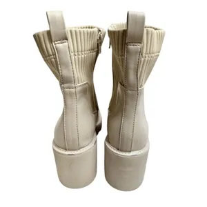Bar III Cream Ribbed Sock Lug Sole Block Heel Winter Boots Size 11M thumbnail 5