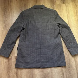 H&M Brown, Black, Tan,‎ Gray Houndstooth Oversized Blazr thumbnail 8