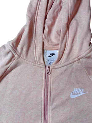 Nike Sportswear Women’s 1/4 Zip Club Essential Fleece Hoodie Medium Pink Oxford thumbnail 2
