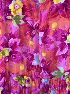 🌸Vintage Sita Floral Maxi Dress 100% Rayon Tropical Button Down Pockets Size L thumbnail 6