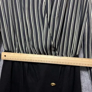 Popovitch Vintage Striped Sheer Top Midi Dress Black White‎ Gold Button Size 10 thumbnail 5