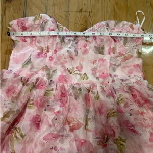 Pristine Cutie Light Pink Floral Organza Bustier Midi Dress thumbnail 7