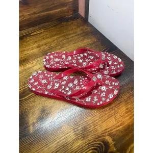 Coach Red Floral Flip Flops Size‎ 6 thumbnail 3
