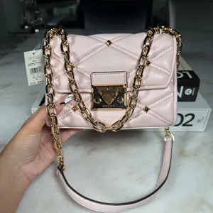 Michael Michael Kors Serena Small Quilted Studded Crossbody Bag Blush New NWT thumbnail 3