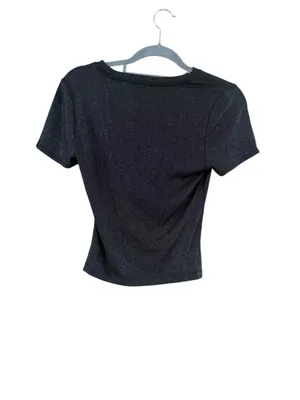 Women's PAIGE Black and Silver Shimmer Short Sleeve Tee, Size XS thumbnail 7
