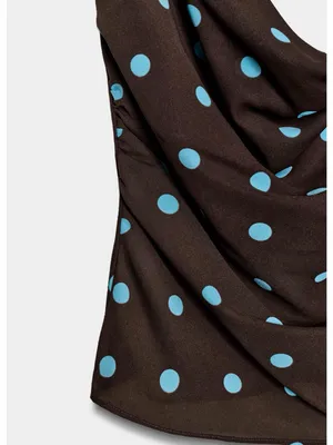 Zara Brown Cowl Neck Camisole with Light Blue Polka Dots thumbnail 7
