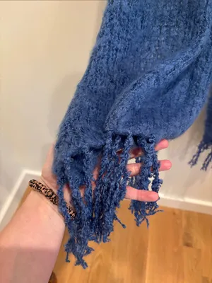 Aerie Blanket Scarf Blue Fuzzy Cozy NWT thumbnail 2