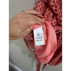 Marea by Liz Joy Liz Dress XS Coral Pink Geometric Cotton Smocked Mini Dress thumbnail 7