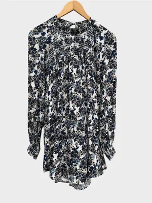 Free People Mock Neck Floral Smocked Yoke Tunic thumbnail 2