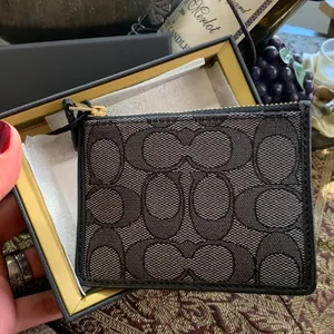 Authentic COACH 1941 leather/signature jacquard zip top card case/Keychain/ID thumbnail 5