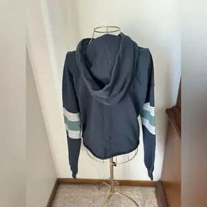 Abercrombie & Fitch Hoodie Sweatshirt Striped Sleeves Size S Navy thumbnail 9