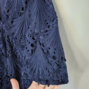 Adelyn Rae Harper Lace Mini Dress Cocktail Scallop Navy Blue Empire-waist V-neck thumbnail 8