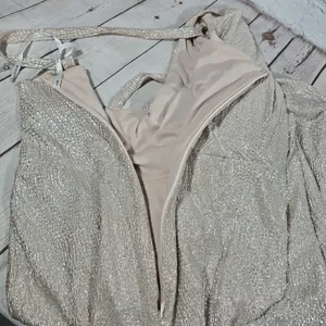 Dessy Collection Soho Metallic Flared Gown Rose Gold Size 10 R Style 3064‎ thumbnail 11