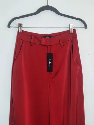 Lulus Red Satin Wide Leg Pants Size Small NWT thumbnail 2