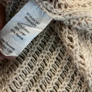 Cabi Cardigan Women Medium Linen Loose Knit Open Front Tan Beach Drape Lagenlook thumbnail 4
