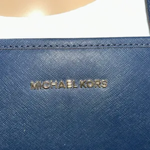 Michael Kors Navy Blue Leather Double Handle, Zipper Closure Shoulder Bag thumbnail 2