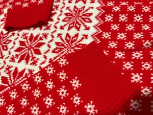 SheIn Red Snowflake Christmas Holiday Sweater thumbnail 3