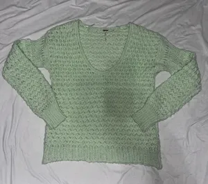 Free People Crashing Waves Pullover Sweater Seamist XS Wool Blend C2 thumbnail 4