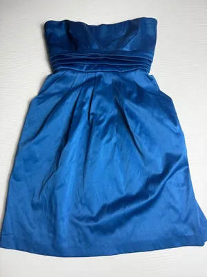 Blue Strapless Dress Party Cocktail Bridesmaid Bow‎ Pleated Size 7 thumbnail 1
