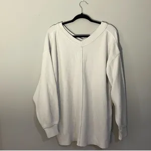 Aerie Wonder Textured V-Neck Sweatshirt Pullover Size: M thumbnail 3