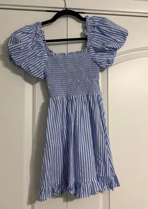 Olivaceous Blue And White Striped Dress thumbnail 4