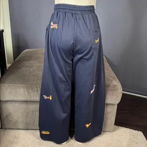 Unisex Blue Embroidered Puppy Baggy Sweatpants Y2K Wide Leg Pant Lantern Trouser thumbnail 12