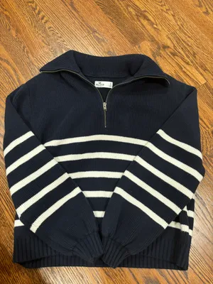 Hollister Quarter Zip Striped Sweater thumbnail 1