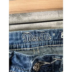 Miss Me Jeans Skinny Embellished Distressed Medium Wash Denim Buckle Y2K Size 27 thumbnail 5