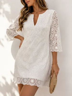 Trina Turk White Lace Shift Dress Size S Bridal Shower Garden Party Summer Chic thumbnail 1